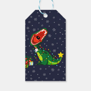 Winter Snowman Christmas Tree T-Rex Dinosaur  Gift Tags