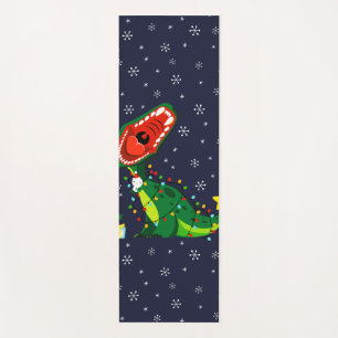 Winter Snowman Christmas Tree T-Rex Dinosaur  Yoga Mat