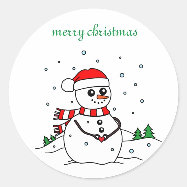  Winter Snowman Classic Round Sticker (Front)