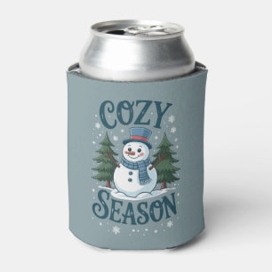 Winter Snowman Cosy Season Tree Christmas Holiday Can Cooler