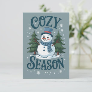 Winter Snowman Cosy Season Tree Christmas Holiday Invitation