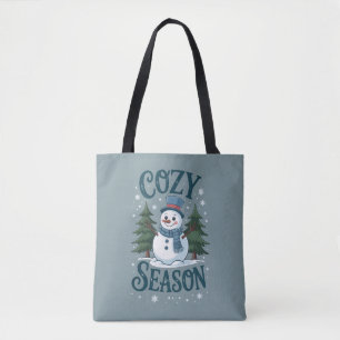 Winter Snowman Cosy Season Tree Christmas Holiday Tote Bag