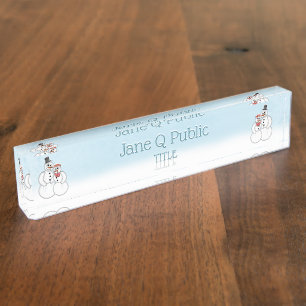 Winter Snowman Couple Nameplate