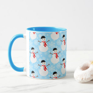 Winter Snowman Cute Blue Christmas Holiday Mug