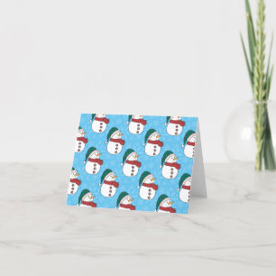 Winter Snowman Cute Blue Christmas Holiday Thank You Card