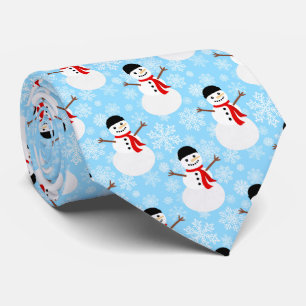 Winter Snowman Cute Blue Holiday Tie