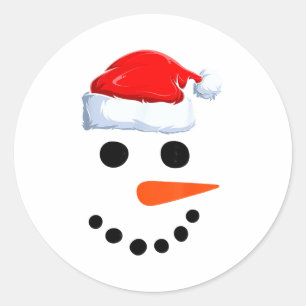 Winter Snowman Face Costume Christmas Snowman  Classic Round Sticker