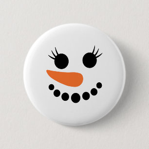 Winter Snowman Face Eyelashes Christmas Xmas For G 6 Cm Round Badge