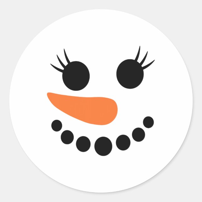 Winter Snowman Face Eyelashes Christmas Xmas For G Classic Round Sticker (Front)
