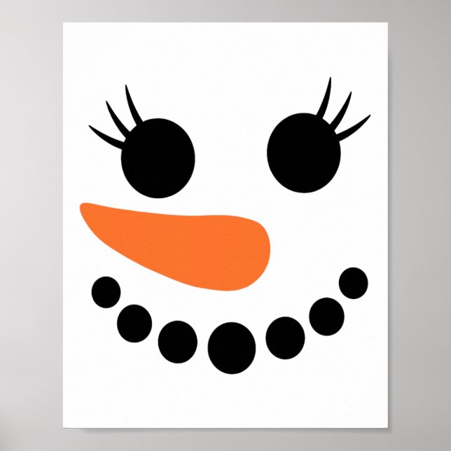 Winter Snowman Face Eyelashes Christmas Xmas For G Poster (Front)