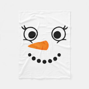Winter Snowman Face Eyelashes Christmas Xmas Fun D Fleece Blanket