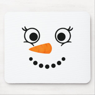 Winter Snowman Face Eyelashes Christmas Xmas Fun D Mouse Mat