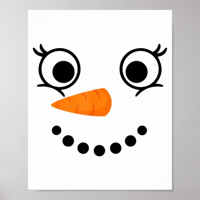 Winter Snowman Face Eyelashes Christmas Xmas Fun D Poster (Front)