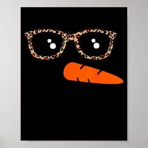 Winter Snowman Face Leopard Eyelashes Christmas Gi Poster