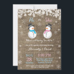 Winter Snowman Gender Reveal Invitation<br><div class="desc">Winter Snowman Gender Reveal Invitation. White Snowflake. He or She. Boy or Girl. Pink and Blue. Christmas Holiday Gingerbread Man. Burlap Background. Country Vintage Retro Barn. For further customisation,  please click the "Customise it" button and use our design tool to modify this template.</div>