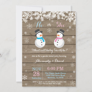Winter Snowman Gender Reveal Invitation