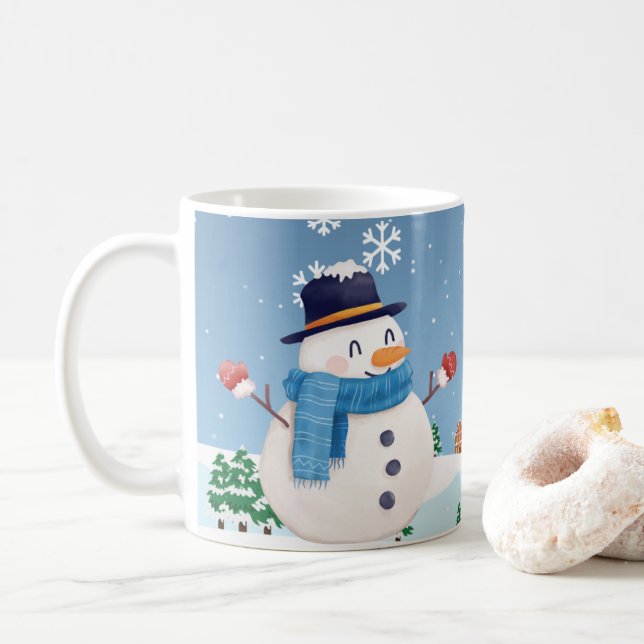 Winter Snowman Hot Drink Mugs (With Donut)