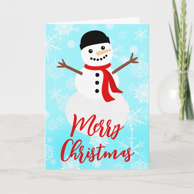 Winter Snowman Merry Christmas Holiday Card (Front)