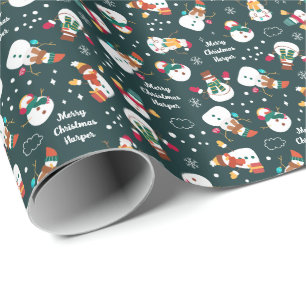 Winter Snowman Personalised Christmas Wrapping Paper