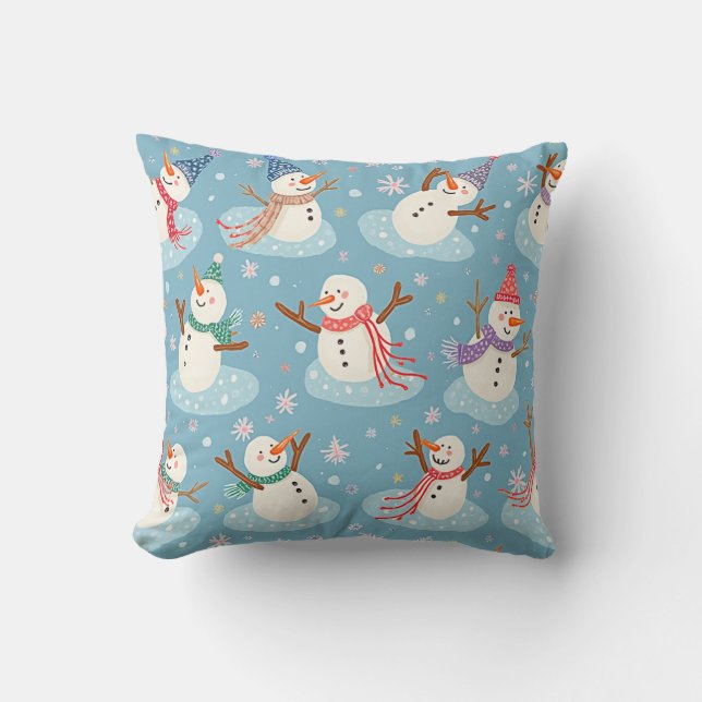 Winter snowman pillow cushion (Front)