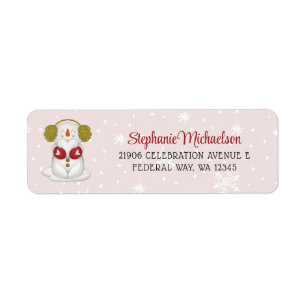 Winter Snowman Red Holiday Return Address
