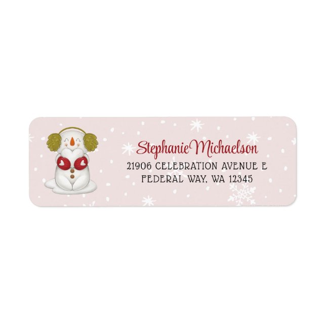 Winter Snowman Red Holiday Return Address (Front)