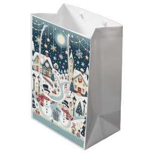 Winter Snowman Scene Medium Gift Bag