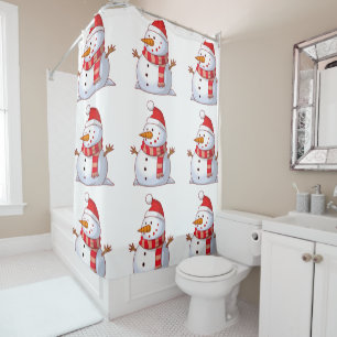 WINTER SNOWMAN SHOWER CURTAIN