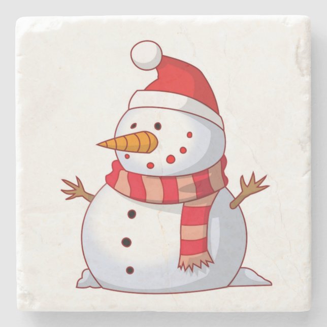WINTER SNOWMAN STONE COASTER (Front)