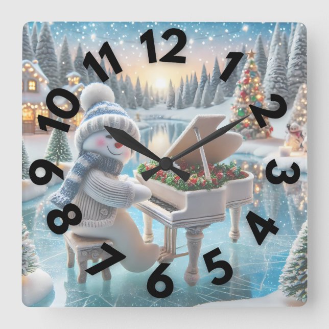 Winter Snowman Wall Clock 10 " (Front)
