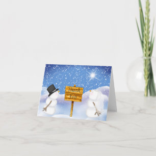 Winter Snowman Wedding Photo Thank You Card