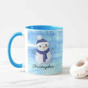 Winter Snowman with Personalise Name Christmas Mug