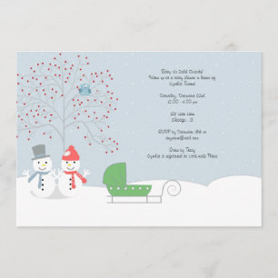 Winter Snowmen and Carriage Baby Shower Invitation