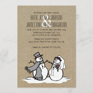 Winter Snowmen Bride & Groom Wedding Invitation