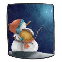 Winter Snowmen looking at the stars illustrated