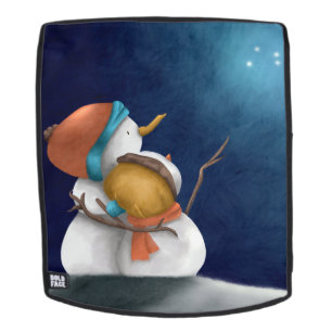 Winter Snowmen looking at the stars illustrated Backpack