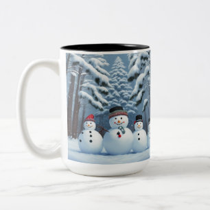 Winter Snowmen Two-Tone Coffee Mug