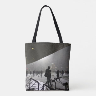 Winter snowstorm at midnight, in Pittsburgh Tote Bag