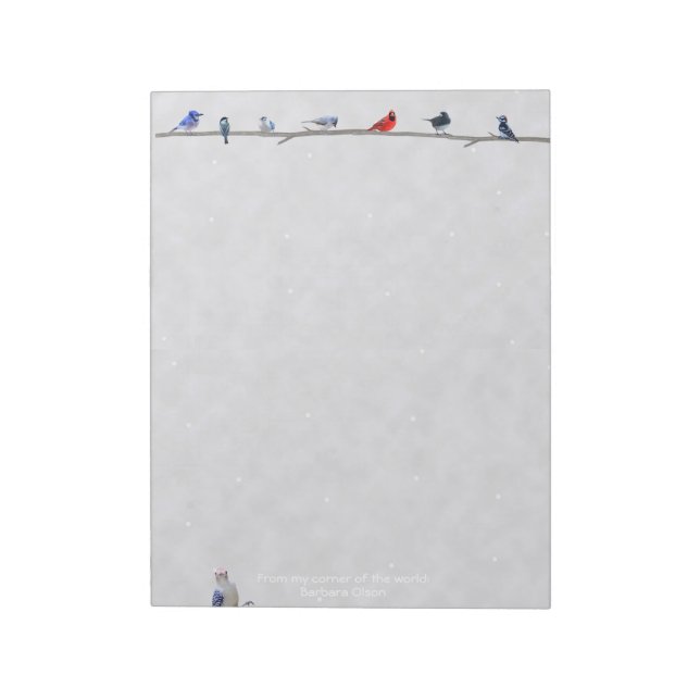 Winter Snowy Birds: notepad paper (Rotated)