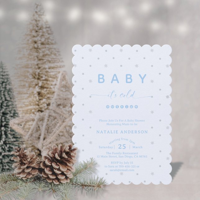 Winter Snowy Blue It's Cold Outside Baby Shower Invitation (Winter Snowy Blue It's Cold Outside Baby Shower Invitation)