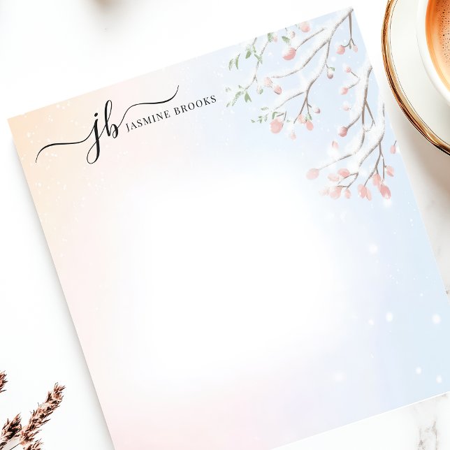Winter Snowy Branch Watercolor Personalised Notepad (Creator Uploaded)