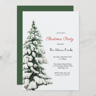 Winter Snowy Christmas Tree Christmas Party Invitation