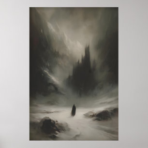 Winter Snowy Fantasy Castle Art Printable Gothic Poster