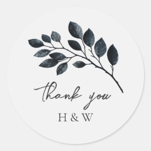 winter snowy foliage thank you classic round sticker
