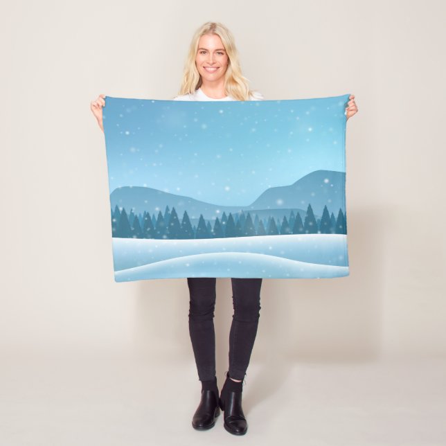 Winter Snowy Forest Landscape Fleece Blanket (In Situ)