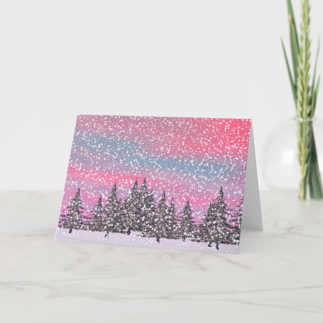 Winter snowy landscape holiday card (Front)