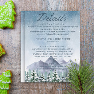 Winter Snowy Mountain Forest Wedding Details Enclosure Card