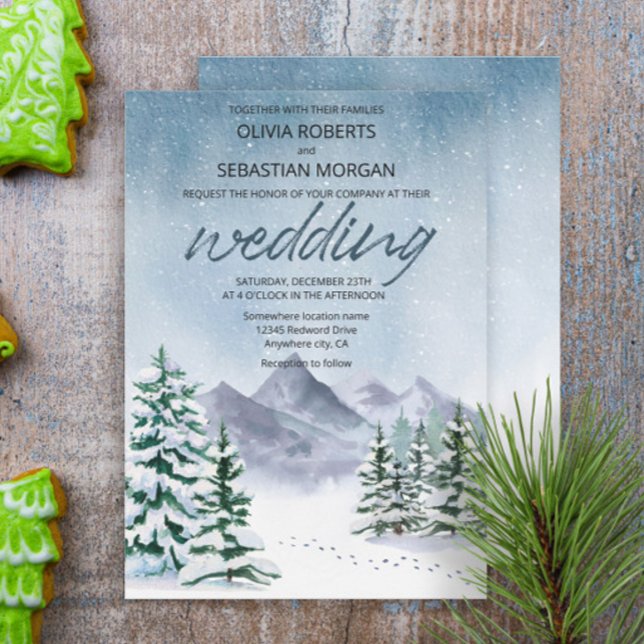 Winter Snowy Mountain Forest Wedding Invitation (Creator Uploaded)