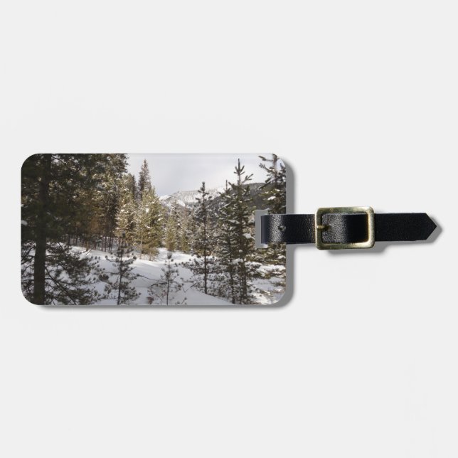 Winter Snowy Mountain Scene in Montana Luggage Tag (Front Horizontal)