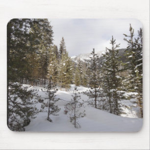 Winter Snowy Mountain Scene in Montana Mouse Mat